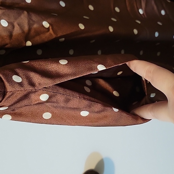 Torrid Brown Polka Dot Mini Faux Wrap Dress - Picture 8 of 16